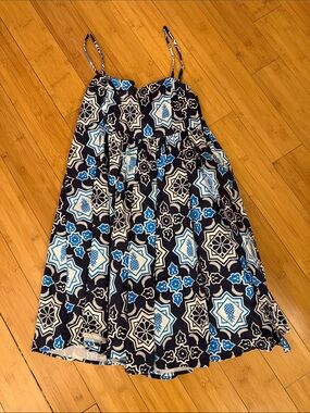 Hutch Navy and Blue Geo Floral Spaghetti-Strap Sundress